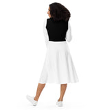White & Black Long Sleeve Midi Dress - ClotheNest