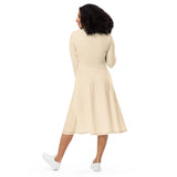 Papaya Whip Long Sleeve Midi Dress - ClotheNest