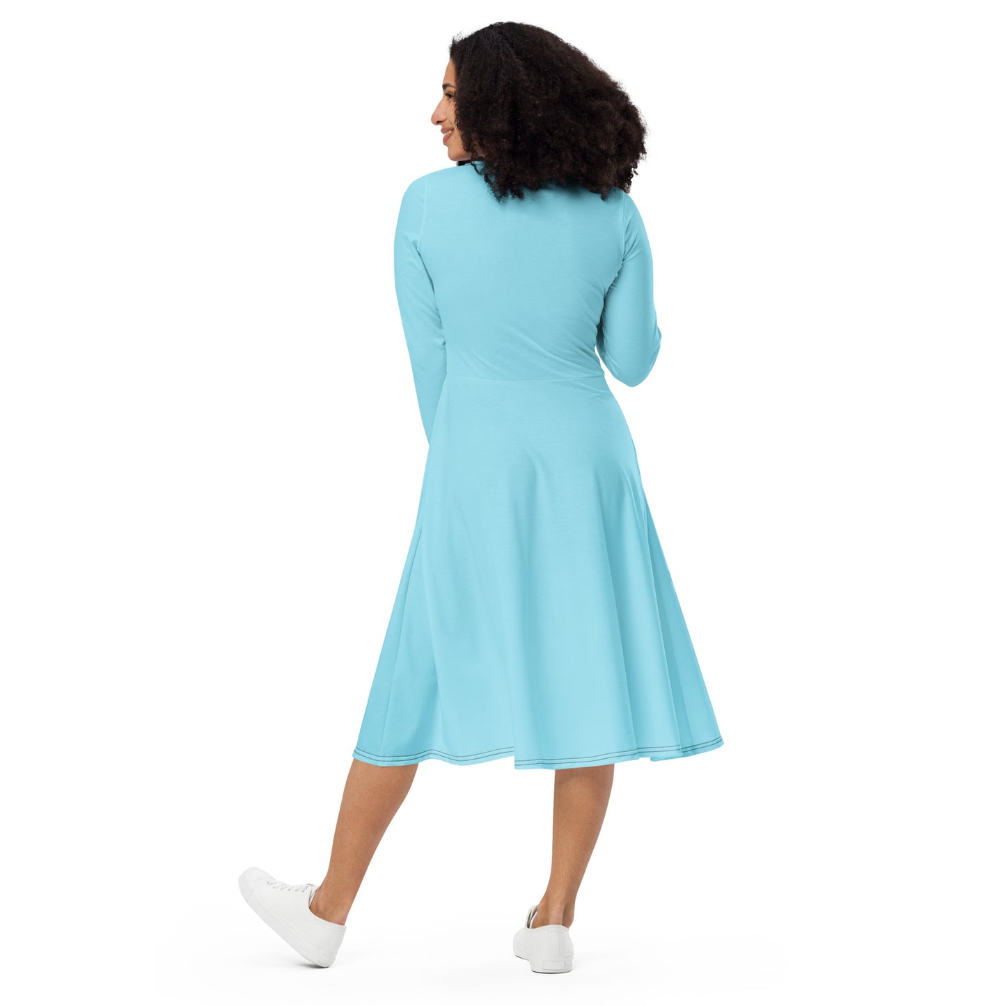 Blizzard Blue Long Sleeve Midi Dress - ClotheNest