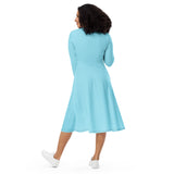 Blizzard Blue Long Sleeve Midi Dress - ClotheNest