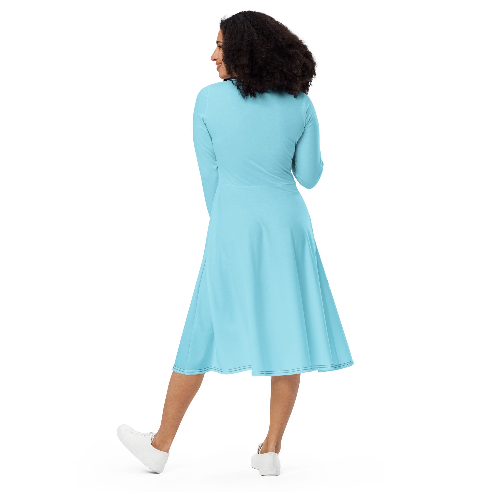 Blizzard Blue Long Sleeve Midi Dress - ClotheNest