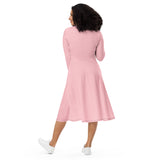 Pink Long Sleeve Midi Dress - ClotheNest