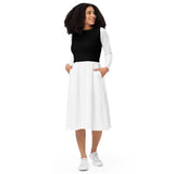 White & Black Long Sleeve Midi Dress - ClotheNest
