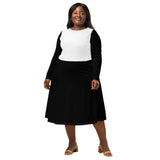 Black & White Long Sleeve Midi Dress - ClotheNest