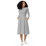 Silver Long Sleeve Midi Dress - ClotheNest