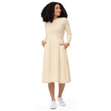 Papaya Whip Long Sleeve Midi Dress - ClotheNest