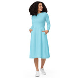 Blizzard Blue Long Sleeve Midi Dress - ClotheNest