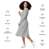 Silver Long Sleeve Midi Dress - ClotheNest