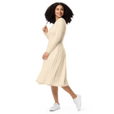 Papaya Whip Long Sleeve Midi Dress - ClotheNest