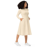 Papaya Whip Long Sleeve Midi Dress - ClotheNest