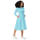 Blizzard Blue Long Sleeve Midi Dress - ClotheNest