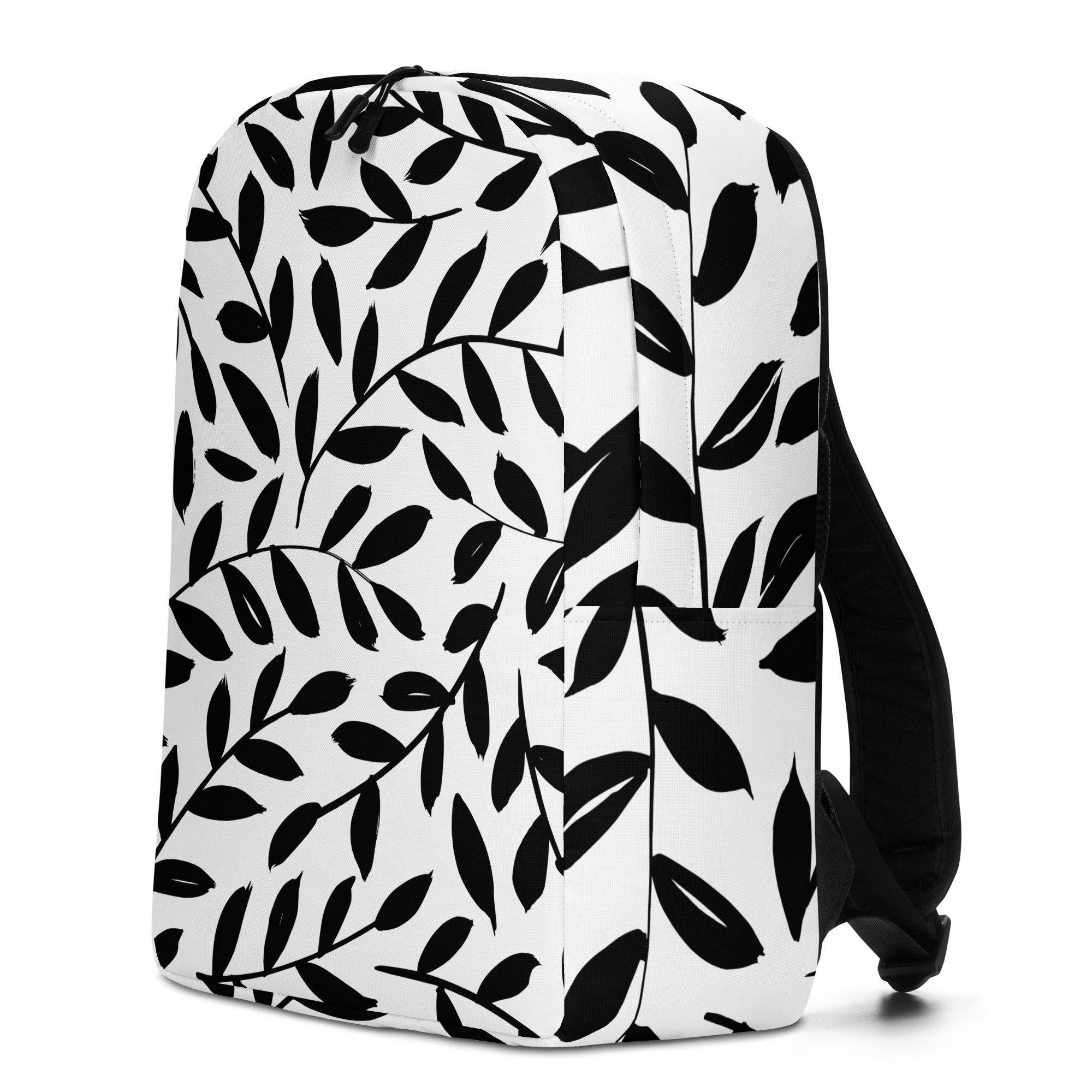 Minimalist Backpack Black Leaves - ClotheNest