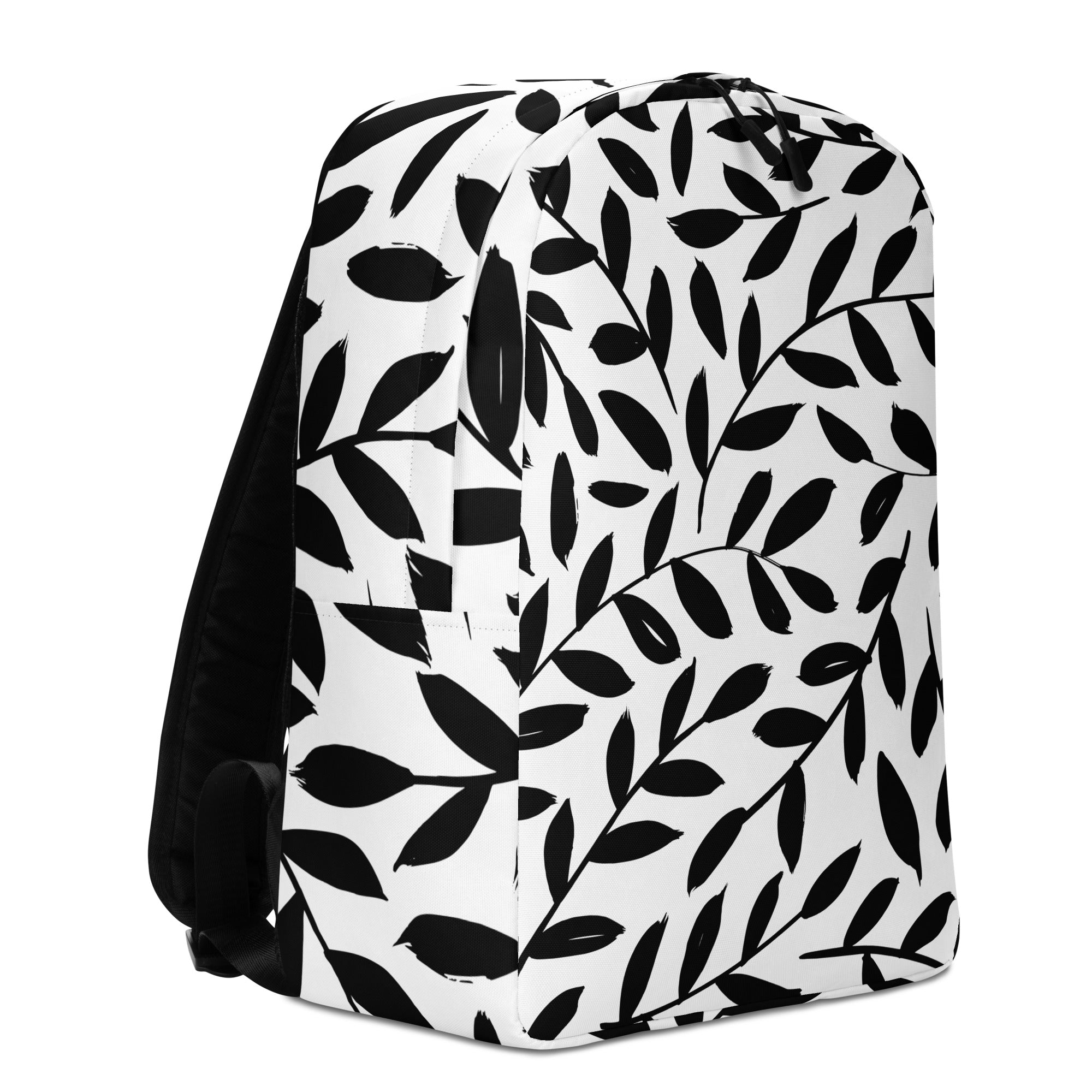 Minimalist Backpack Black Leaves - ClotheNest