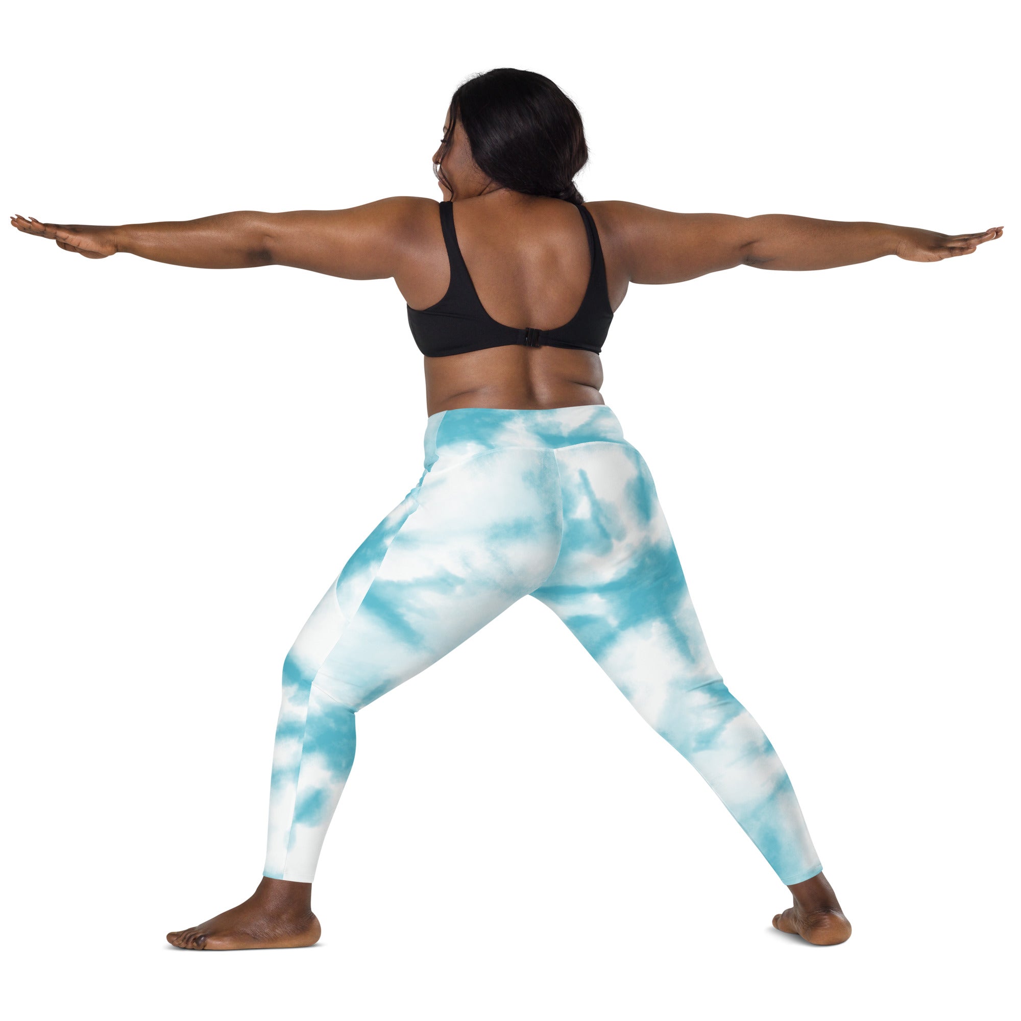 Leggings with pockets Light blue tie dye - ClotheNest