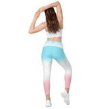 Leggings with pockets Pink and blue gradient - ClotheNest