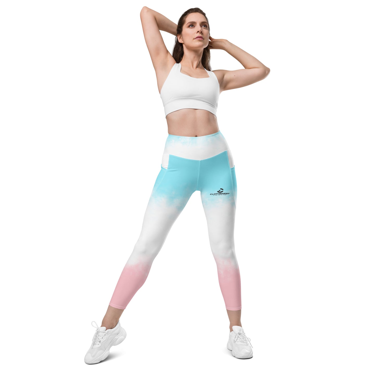 Leggings with pockets Pink and blue gradient - ClotheNest