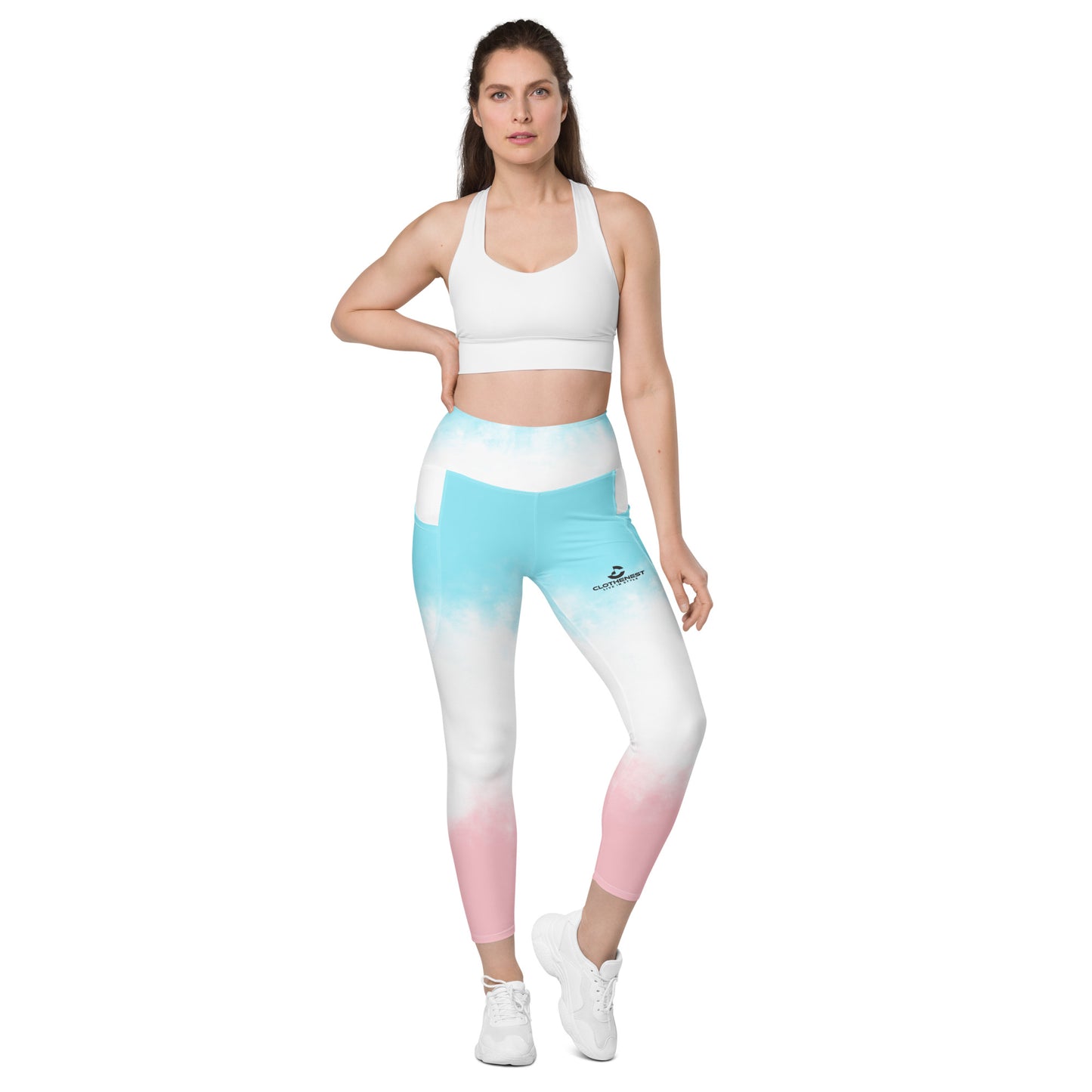 Leggings with pockets Pink and blue gradient - ClotheNest