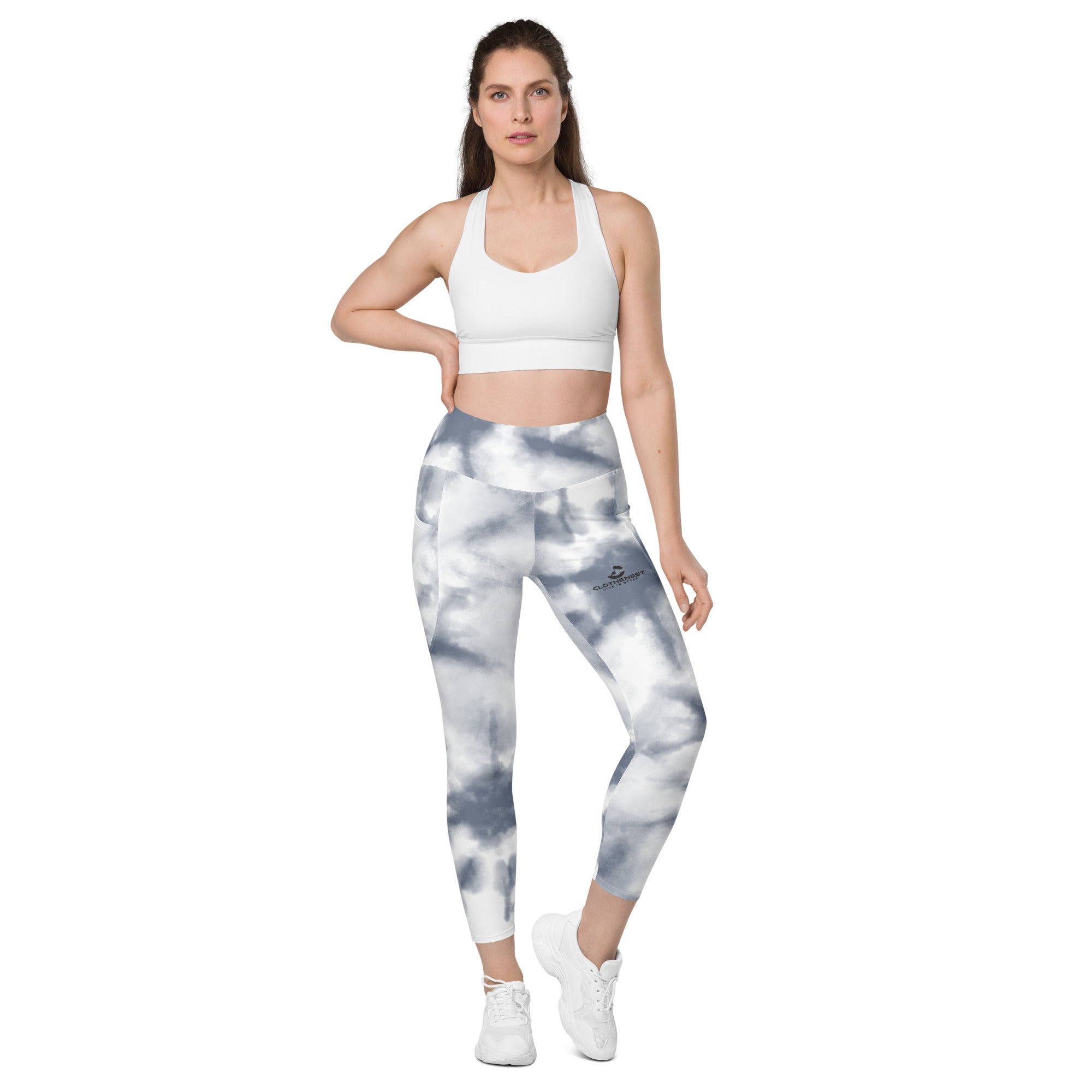 Leggings with pockets Gray tie dye - ClotheNest