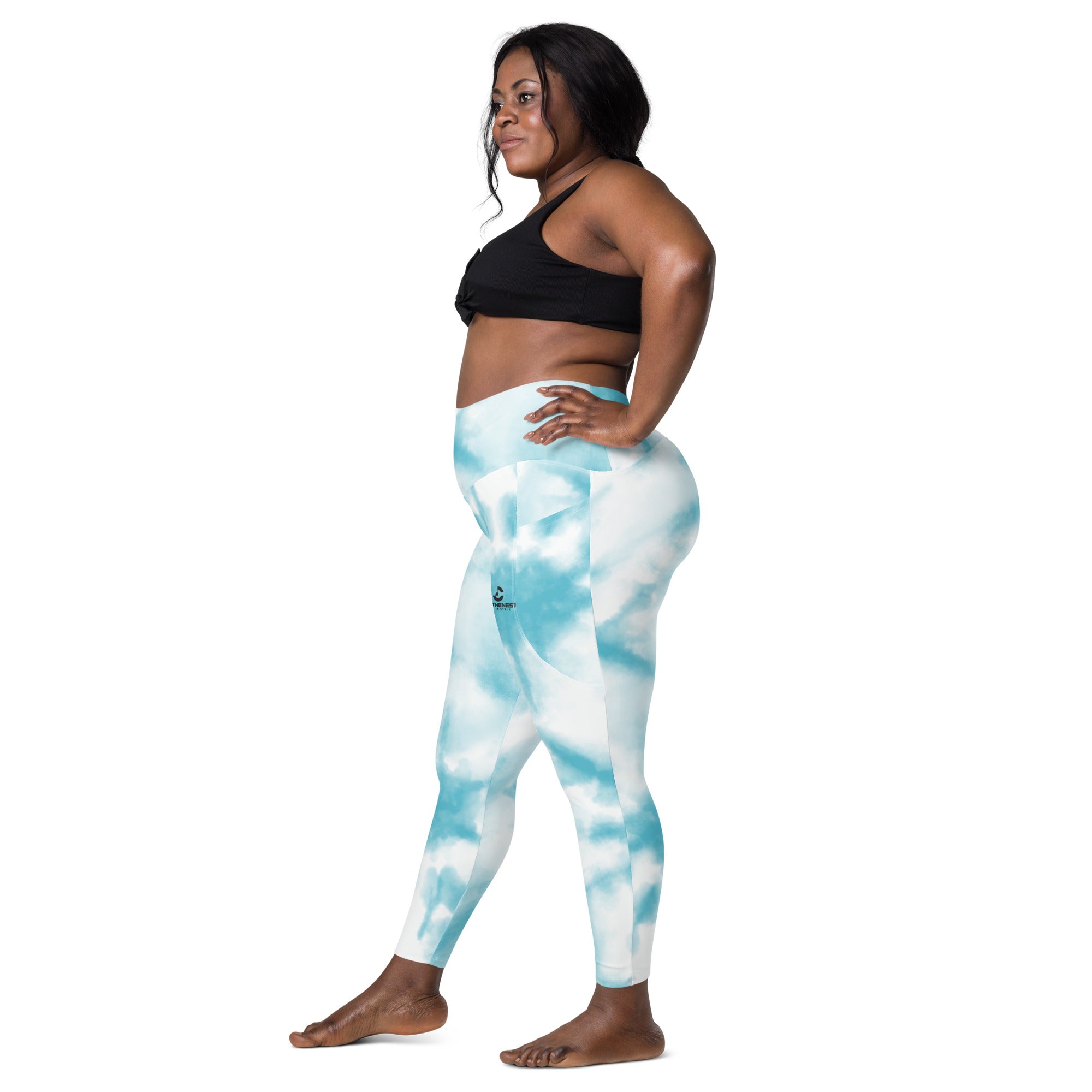 Leggings with pockets Light blue tie dye - ClotheNest