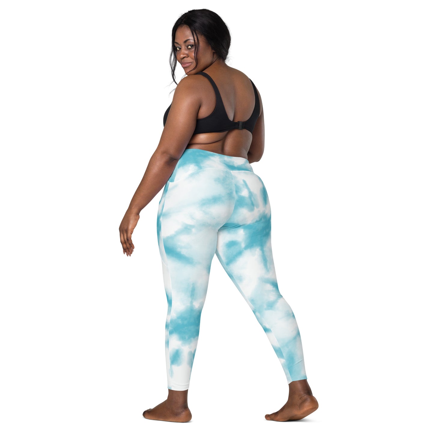 Leggings with pockets Light blue tie dye - ClotheNest