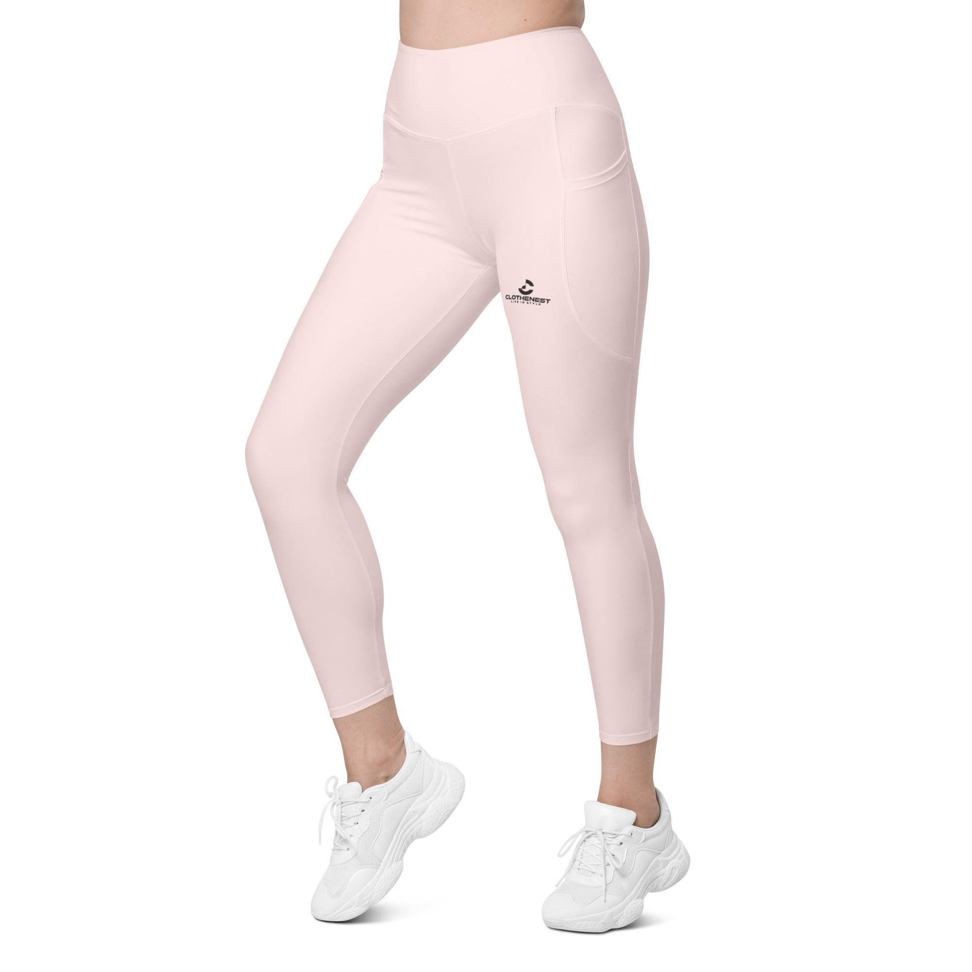 Leggings with pockets Misty Rose - ClotheNest