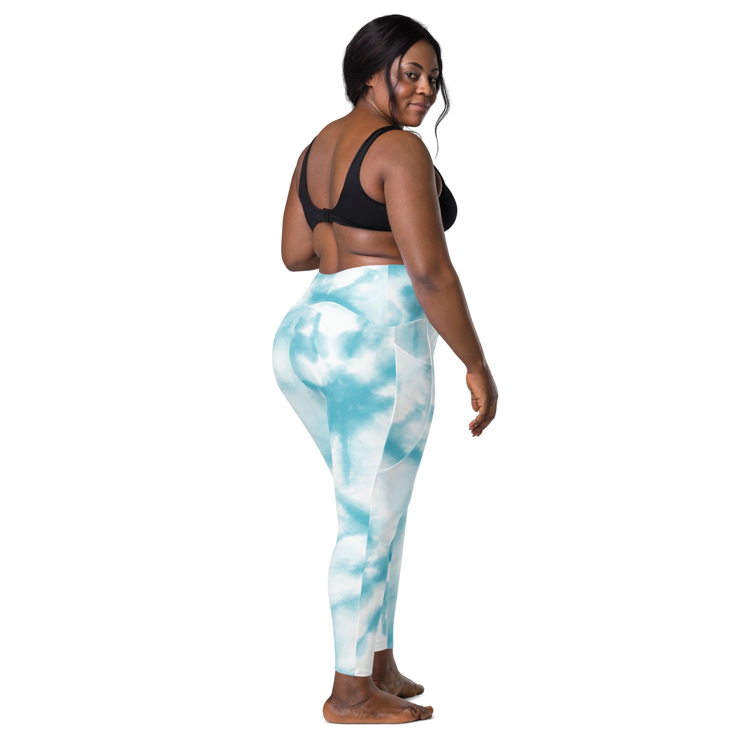 Leggings with pockets Light blue tie dye - ClotheNest