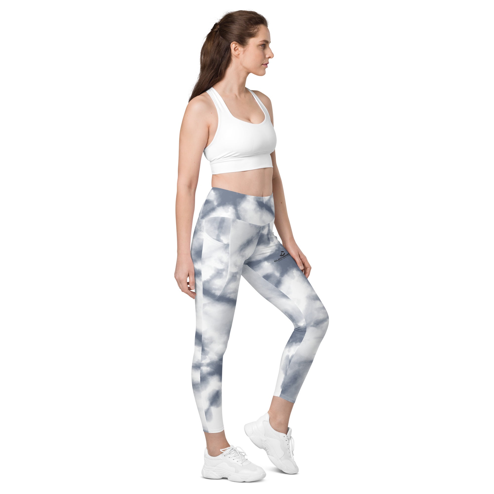 Leggings with pockets Gray tie dye - ClotheNest