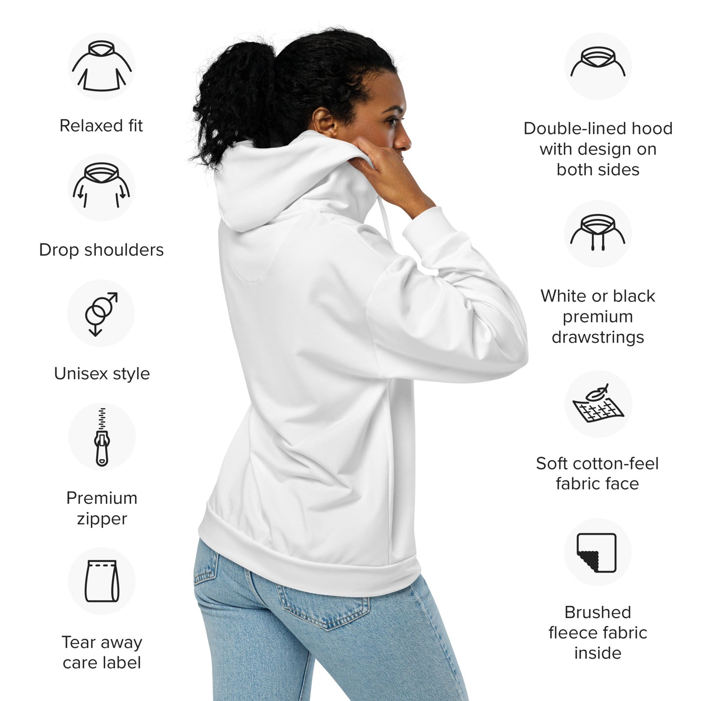 Unisex White Zip Hoodie - ClotheNest