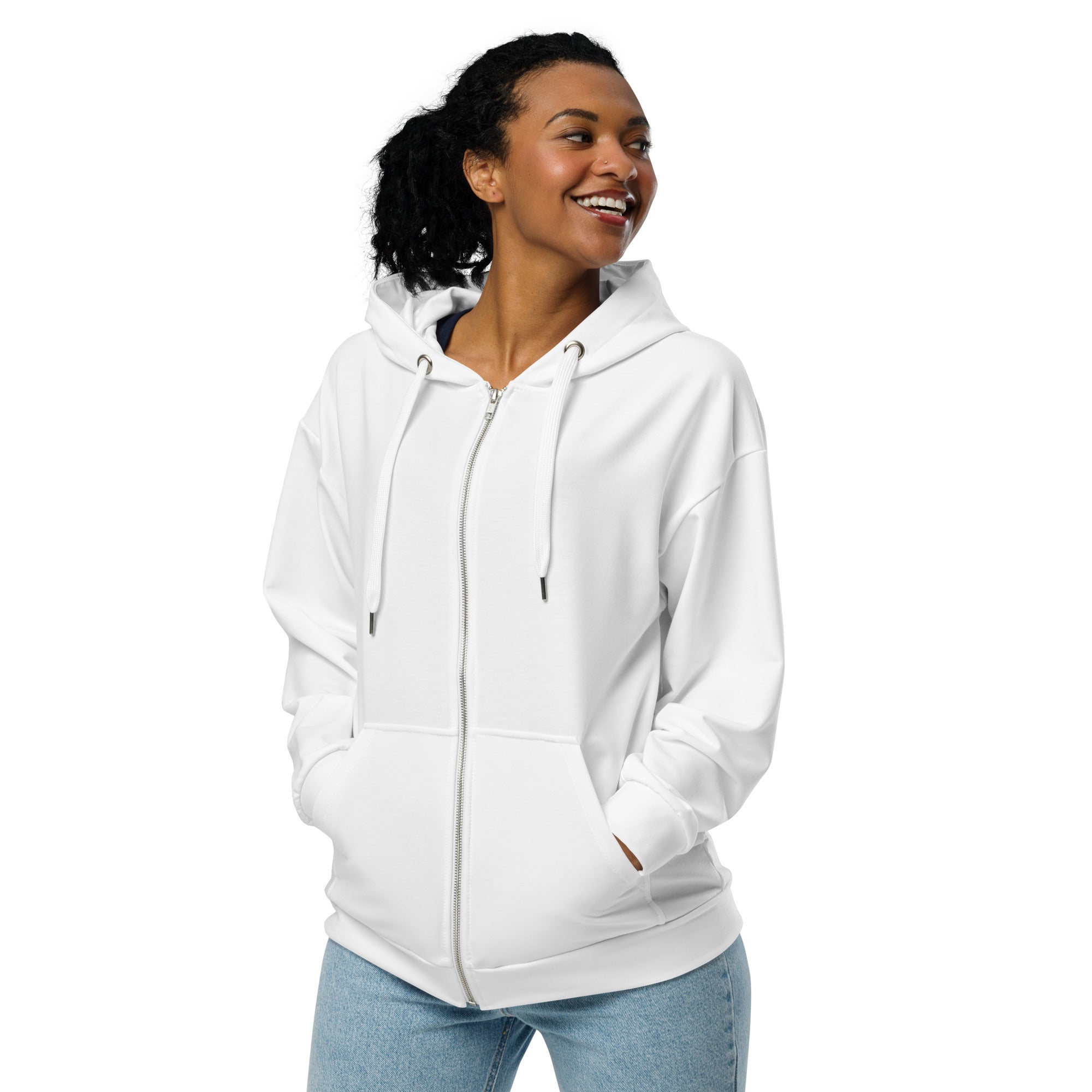 Unisex White Zip Hoodie - ClotheNest