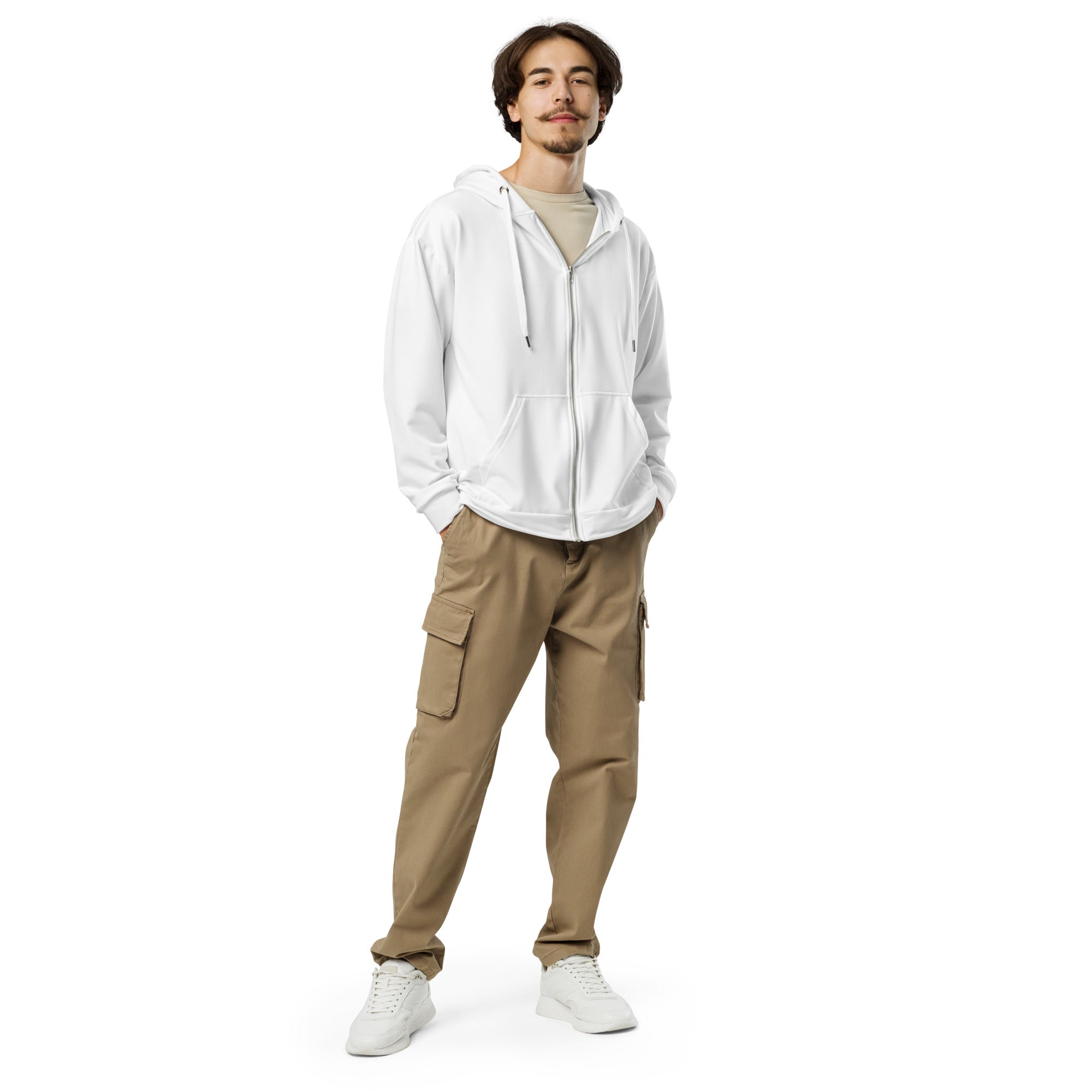 Unisex White Zip Hoodie - ClotheNest