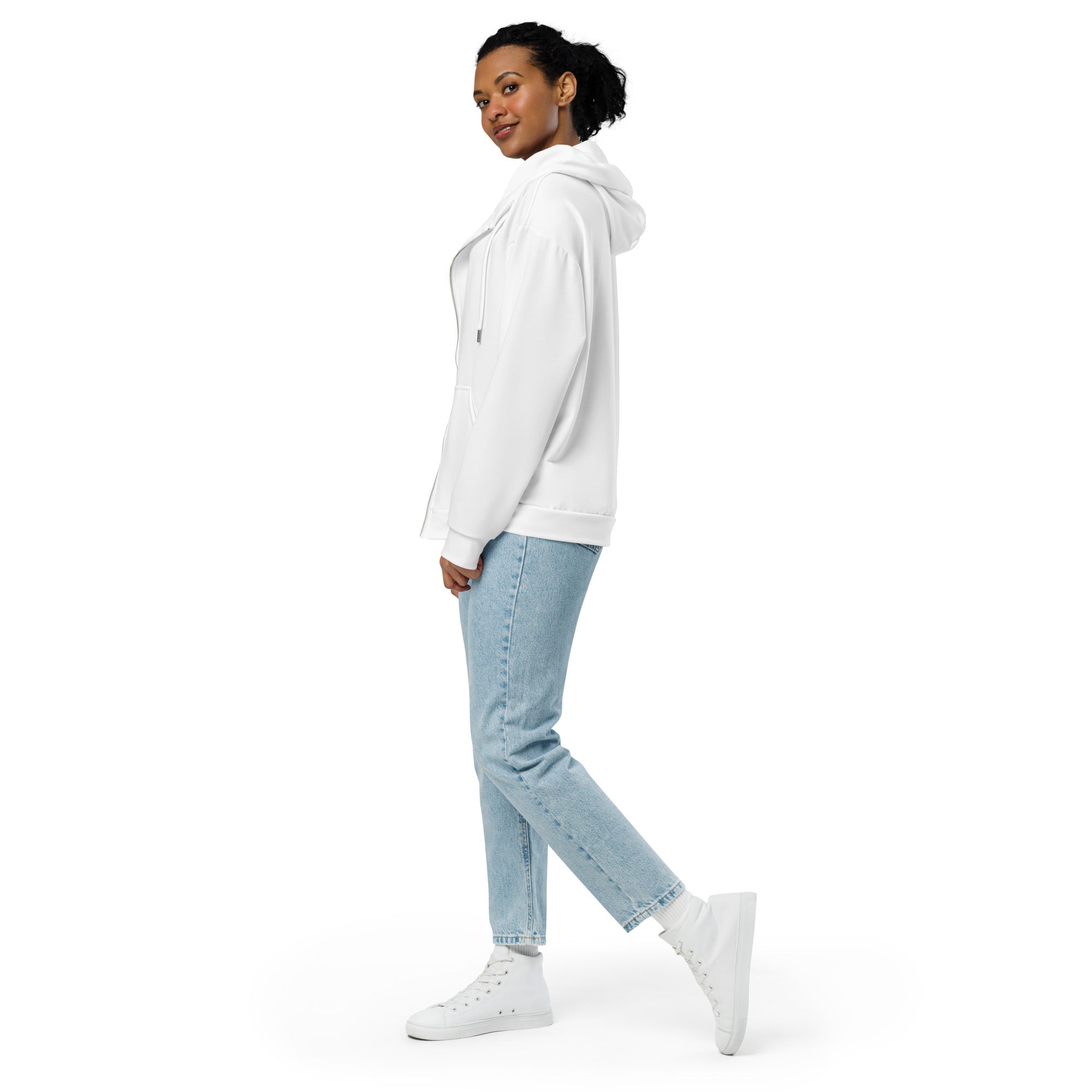 Unisex White Zip Hoodie - ClotheNest