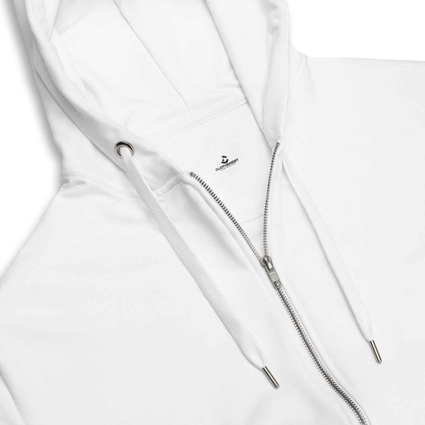 Unisex White Zip Hoodie - ClotheNest