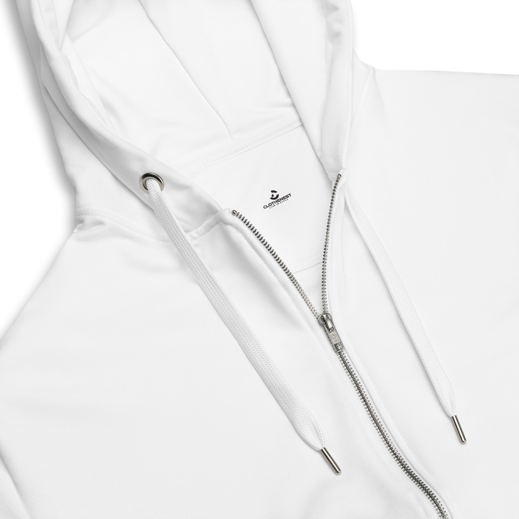 Unisex White Zip Hoodie - ClotheNest