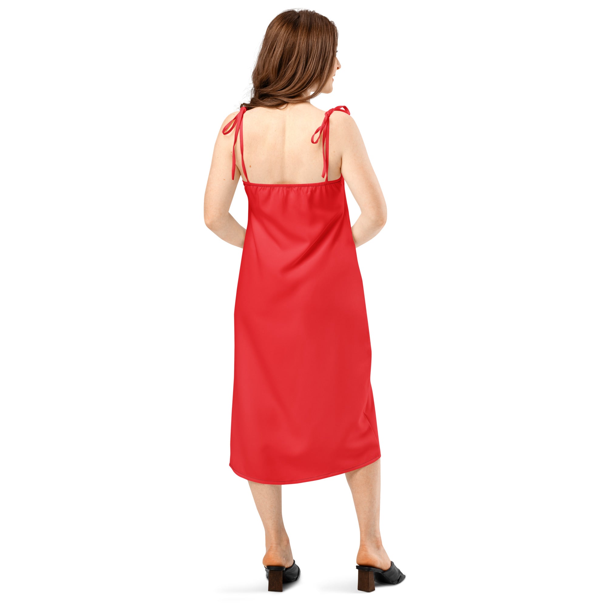 Red Tie - Strap Midi Dress - ClotheNest
