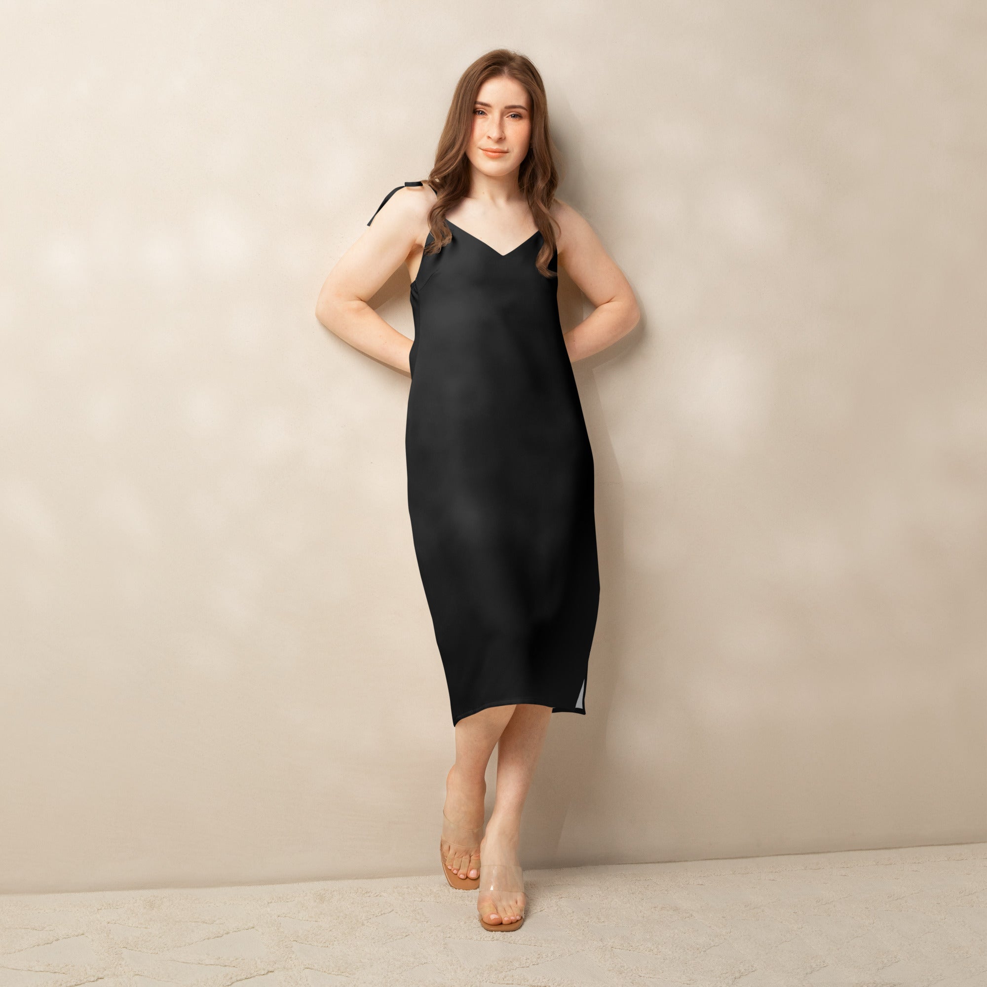 Black Tie - Strap Midi Dress - ClotheNest