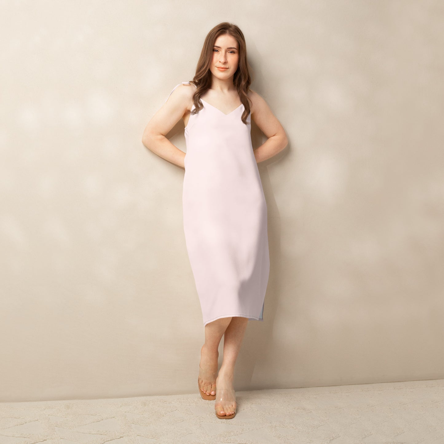 Misty Rose Tie - Strap Midi Dress - ClotheNest