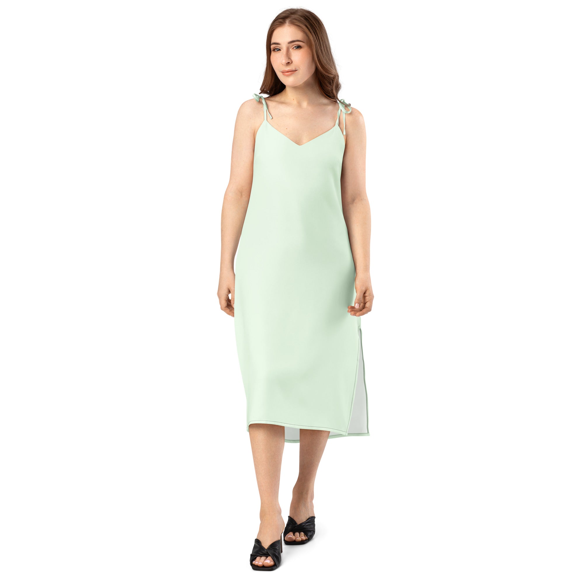 Honeydew Tie - Strap Midi Dress - ClotheNest