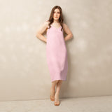 Pink Tie - Strap Midi Dress - ClotheNest