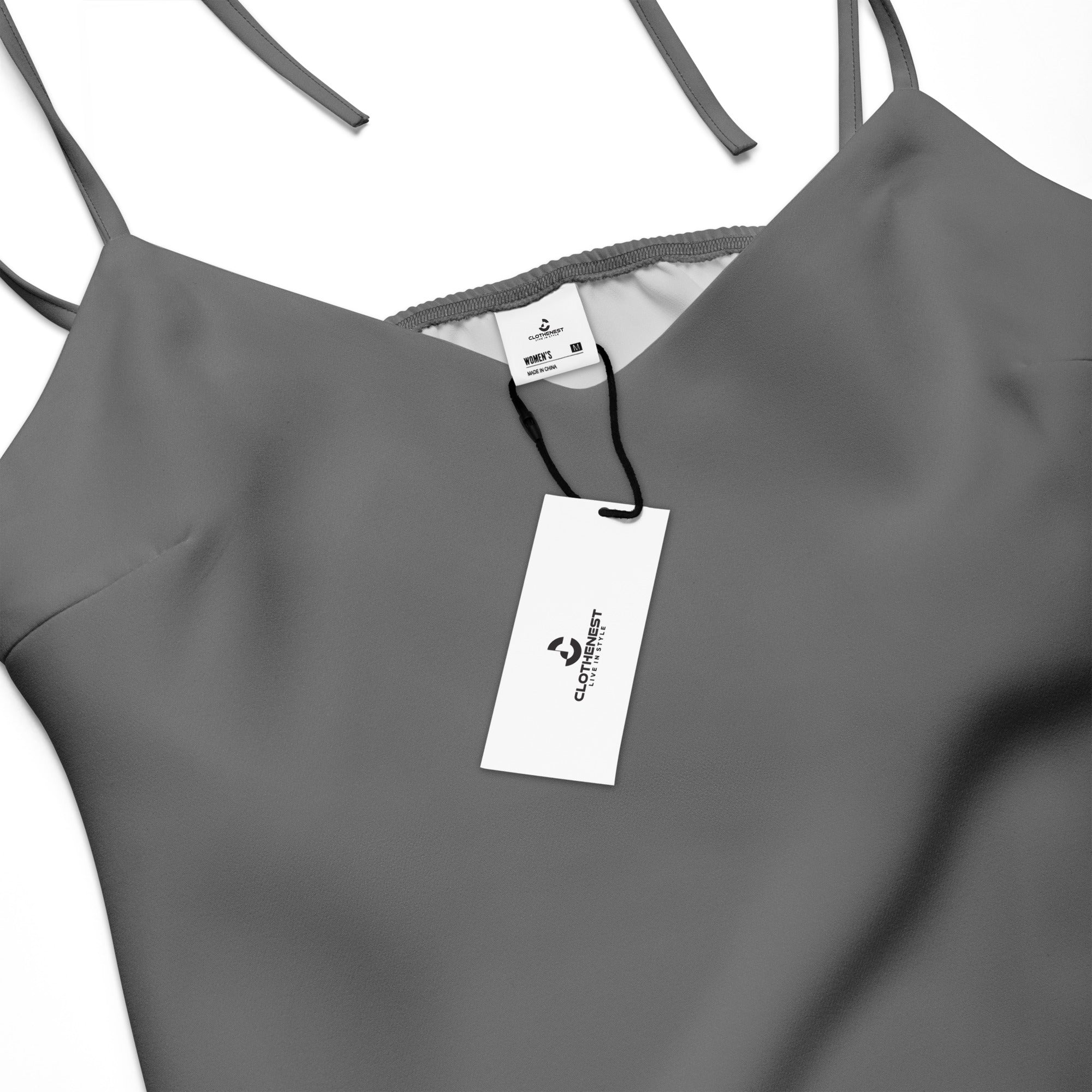 Grey Tie - Strap Midi Dress - ClotheNest