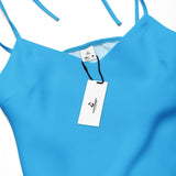 Deep Sky Blue Tie - Strap Midi Dress - ClotheNest