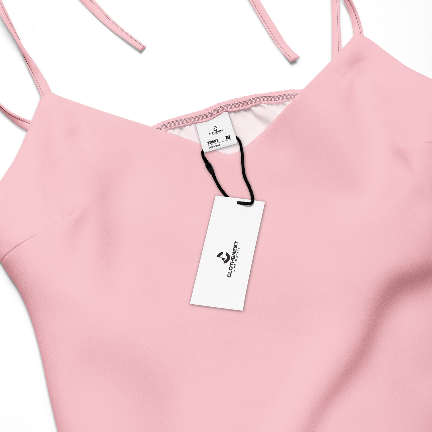 Pink Tie - Strap Midi Dress - ClotheNest
