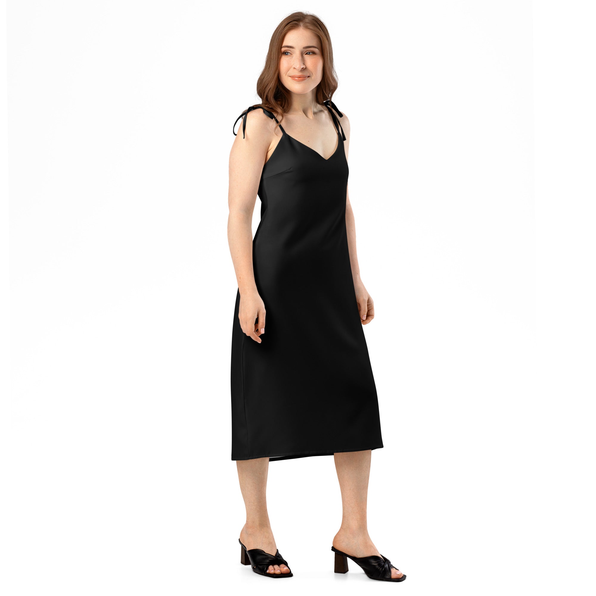 Black Tie - Strap Midi Dress - ClotheNest