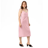 Pink Tie - Strap Midi Dress - ClotheNest