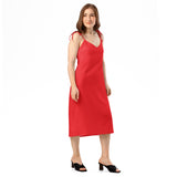 Red Tie - Strap Midi Dress - ClotheNest