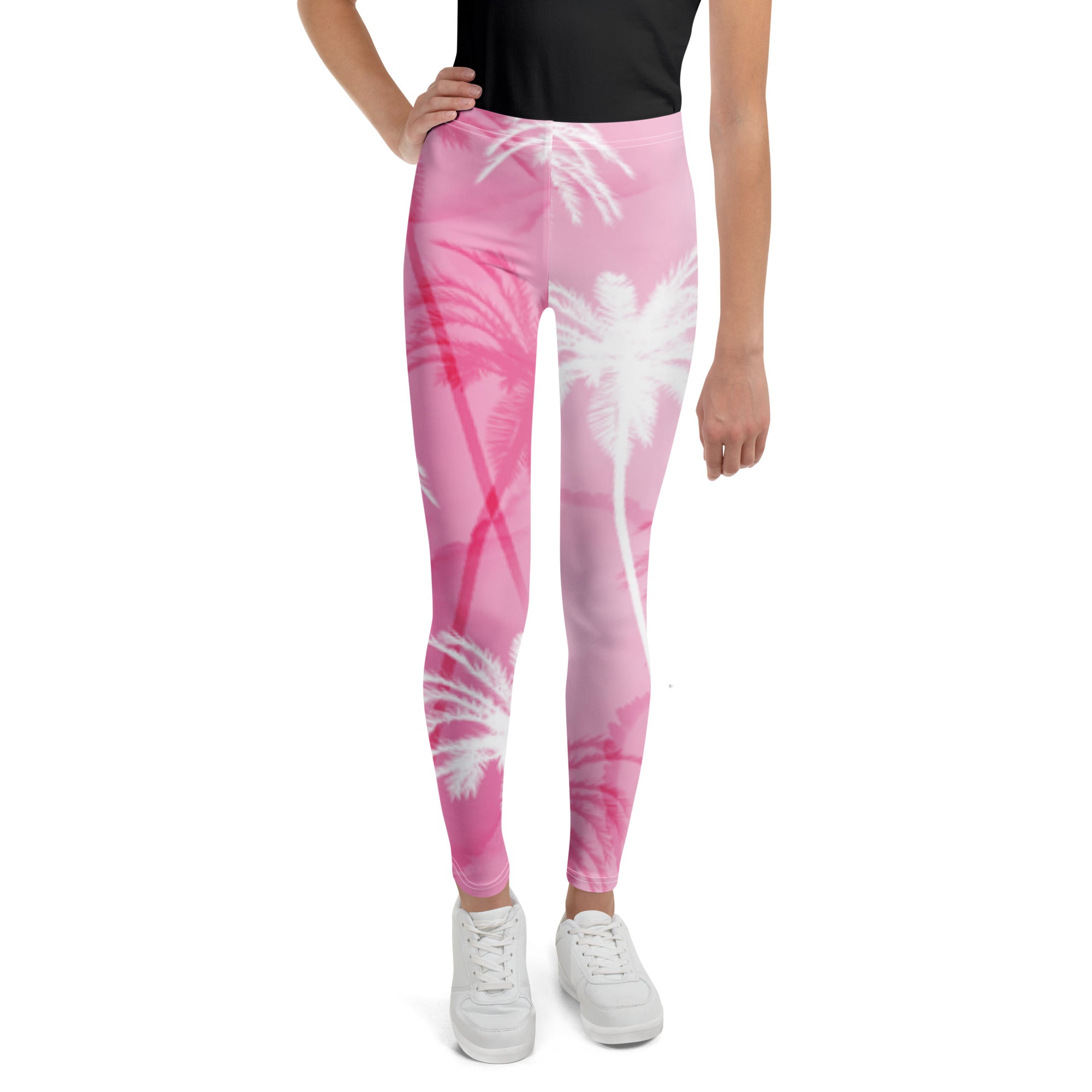 Youth Leggings - Pink PalmTree - ClotheNest