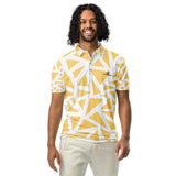 Men’s Slim Fit Polo Shirt Yellow Triangles Pattern - ClotheNest