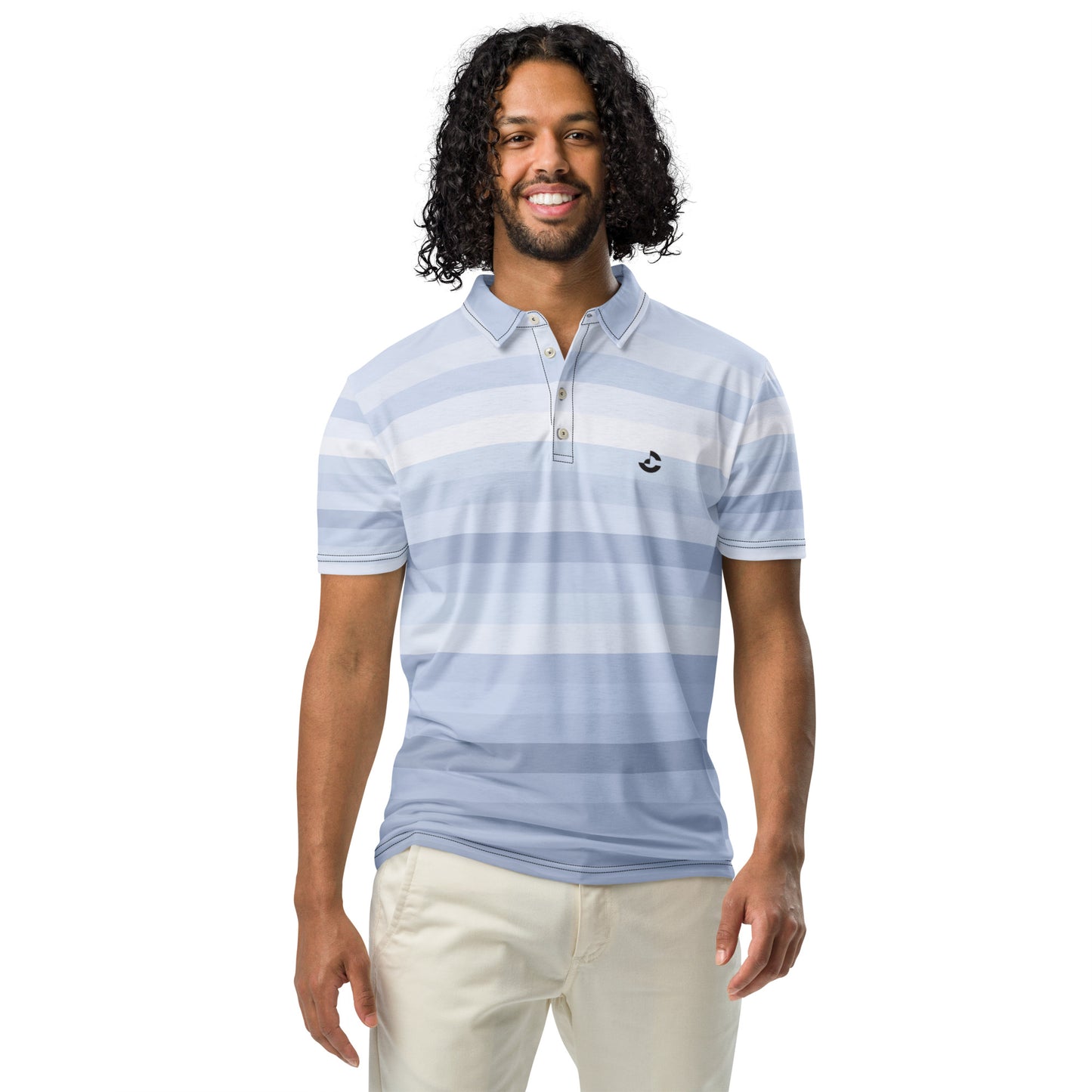 Men’s Slim Fit Polo Blue Striped - ClotheNest