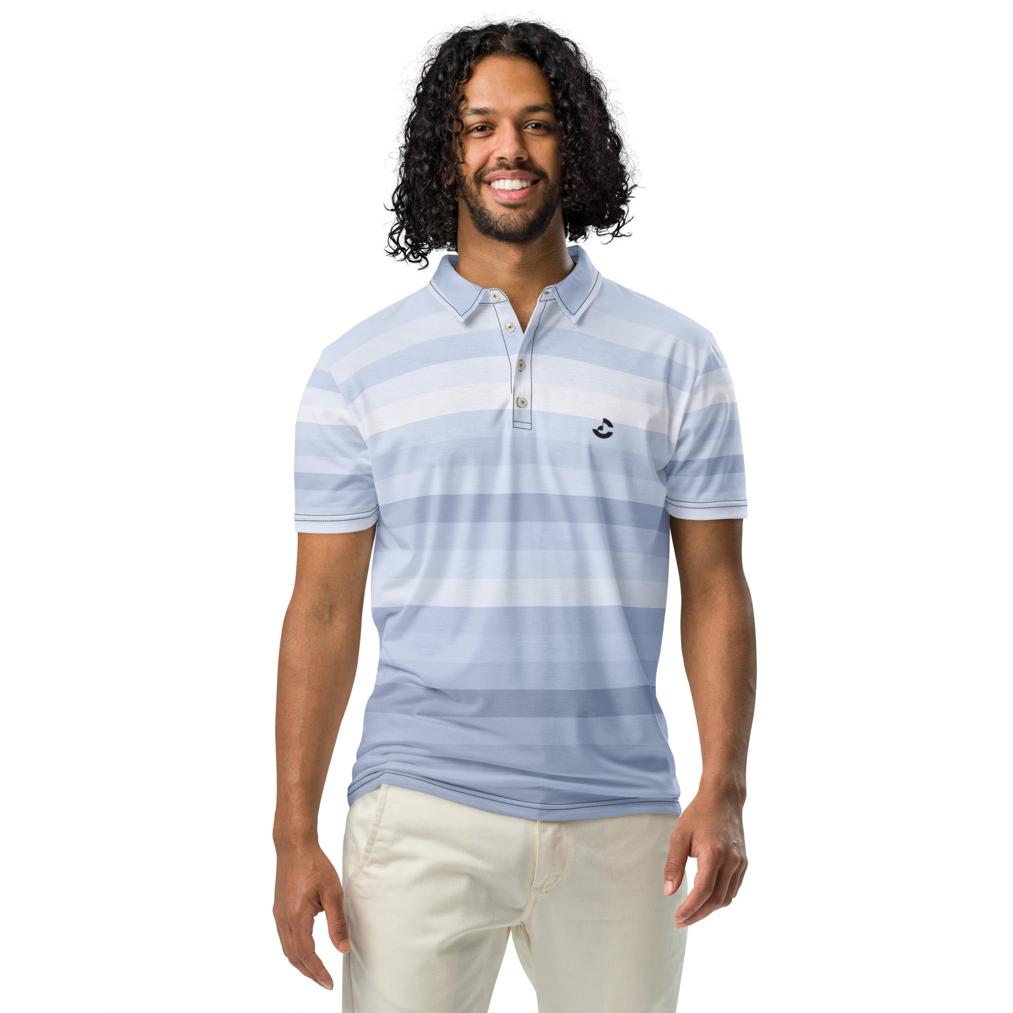 Men’s Slim Fit Polo Blue Striped - ClotheNest