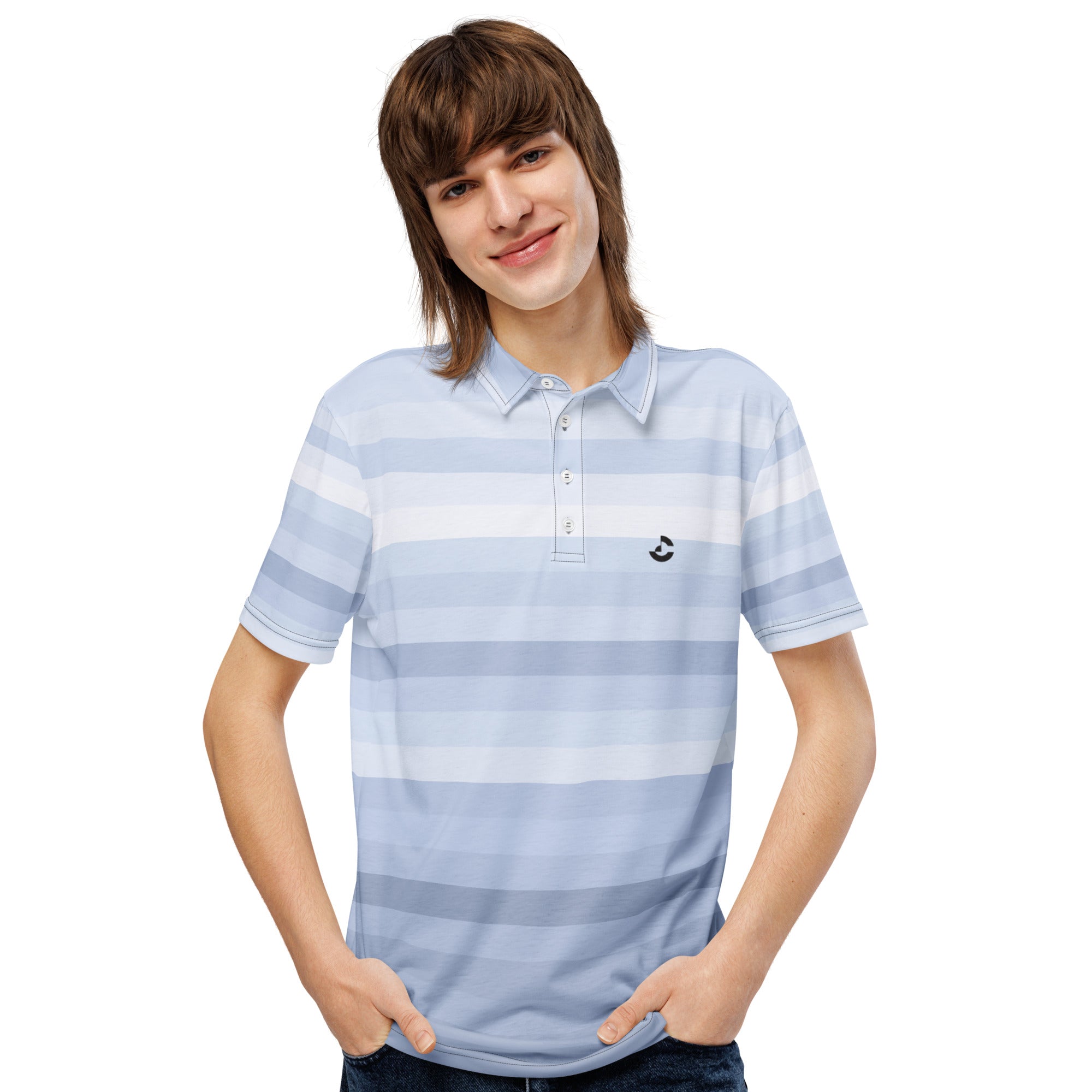 Men’s Slim Fit Polo Blue Striped - ClotheNest