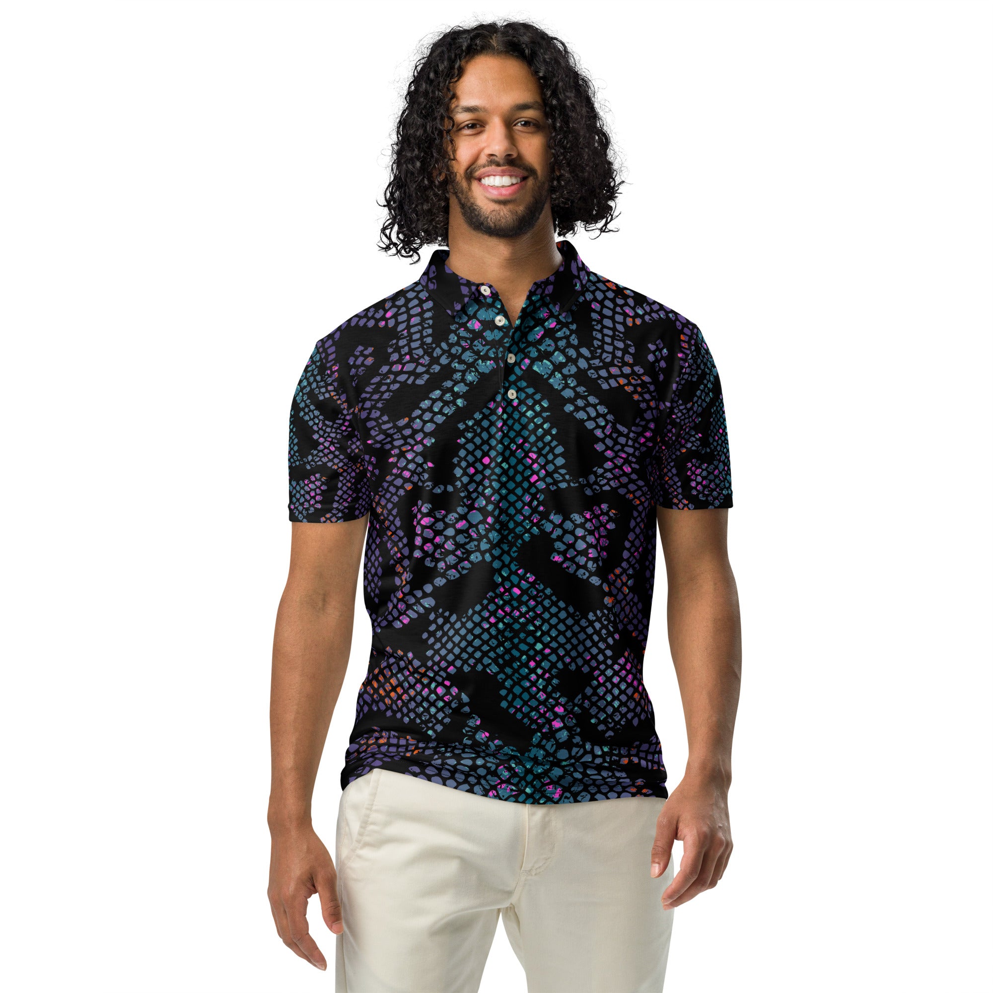Men’s Slim Fit Polo Snake Skin - ClotheNest